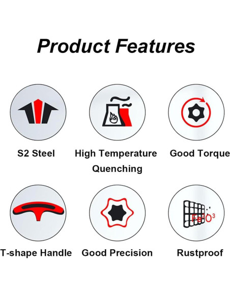 Llave Hexagonal T TOP-VIGOR 4mm Acero S2 2Pcs