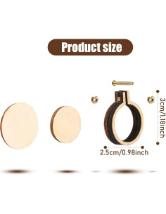 Jetec 20 Mini Aros de Bordado de Madera 3x2.5 cm Ajustables 2