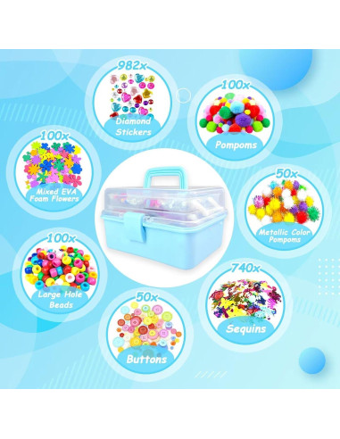 Kit de Manualidades BNUZEIYI 3000 Piezas para Niños Azul