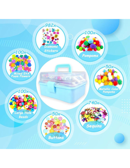 Kit de Manualidades BNUZEIYI 3000 Piezas para Niños Azul