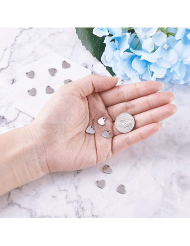 Colgantes de Corazón 304 Acero Inoxidable Pandahall 10x9mm