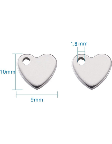 Colgantes de Corazón 304 Acero Inoxidable Pandahall 10x9mm