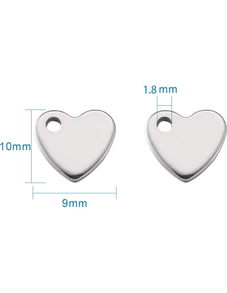 Colgantes de Corazón 304 Acero Inoxidable Pandahall 10x9mm