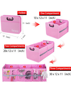 Organizador de Maletero Grande Homeve Plegable 3 Compartimentos Rosa 2