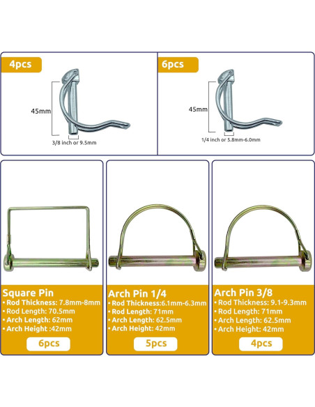 Kit de Pasadores y Clips para Remolque 232 Piezas PINAILER