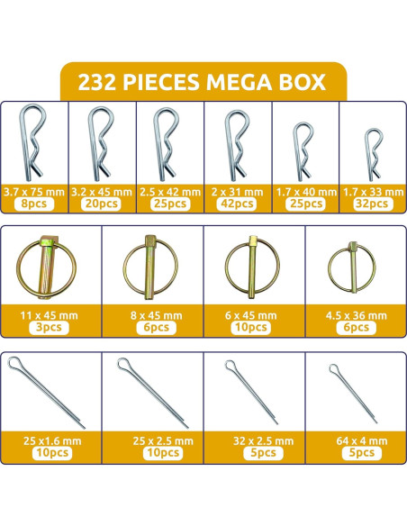 Kit de Pasadores y Clips para Remolque 232 Piezas PINAILER