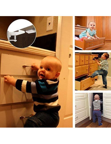 12 Cerraduras de Gabinete Vmaisi Seguridad Niños Adhesivo