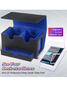 Caja de Deck PUKYO para MTG y Yu-Gi-Oh, 320+ cartas, Negro/Azul 2