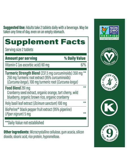 Suplemento de Cúrcuma Curcumina MegaFood 60 Mini Tabletas Suplemento de Cúrcuma Curcumina MegaFood 60 Mini Tabletas