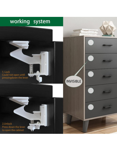 12 Cerraduras de Gabinete Vmaisi Seguridad Niños Adhesivo