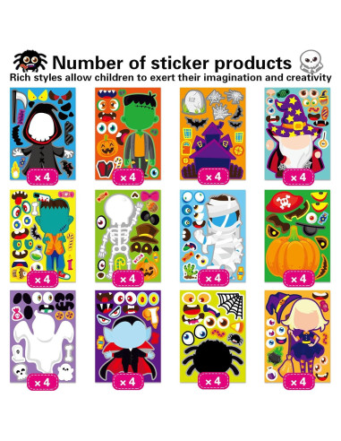 Calcomanías de Halloween DUJAA 48 Piezas para Niños