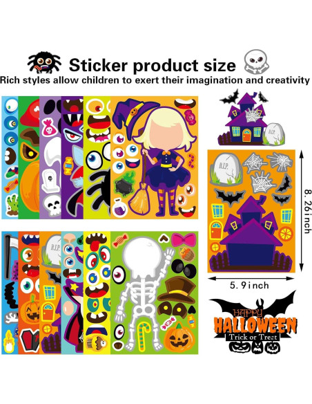Calcomanías de Halloween DUJAA 48 Piezas para Niños