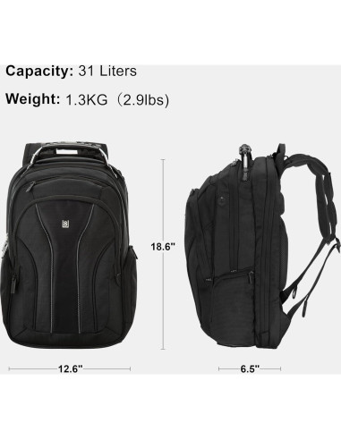 Mochila para Laptop LEVEL8 15.6" Unisex Negra - Acolchada