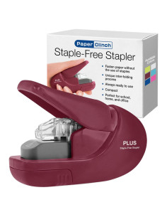 Grapadora Compacta Plus Paper Clinch Vino Burdeos 5 Hojas