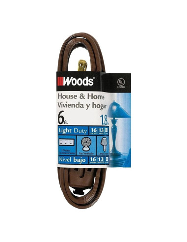 Cuerda de Extensión Woods 600, 3 Salidas, 1.83m, Marrón
