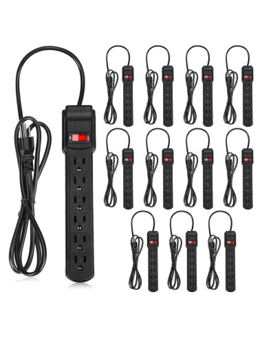 Regleta de Protección Kanayu 12 Pcs 1.8m 6 Salidas Negra