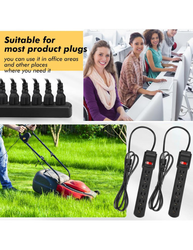 Regleta de Protección Kanayu 12 Pcs 1.8m 6 Salidas Negra