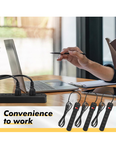 Regleta de Protección Kanayu 12 Pcs 1.8m 6 Salidas Negra