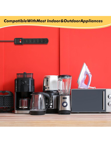 Regleta de Protección Kanayu 12 Pcs 1.8m 6 Salidas Negra