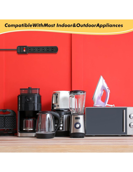 Regleta de Protección Kanayu 12 Pcs 1.8m 6 Salidas Negra