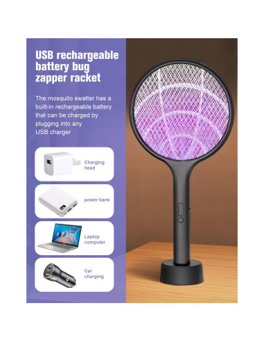 Raqueta Eléctrica DEEZEE 2Pack para Moscas 4000V Recargable