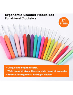 Juego de Ganchillos Ergonómicos Yojob 21 Tamaños 0.5mm-10mm 2