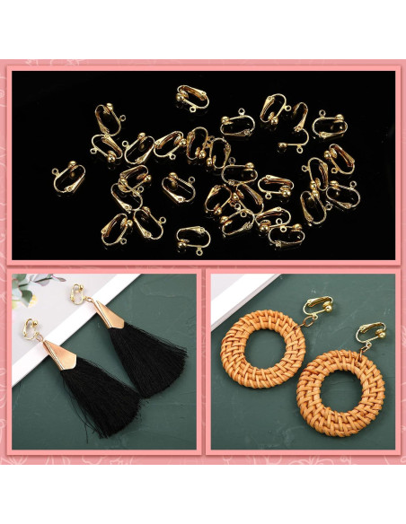 Convertidores de Pendientes Clip-on Bememo 36 Piezas Oro