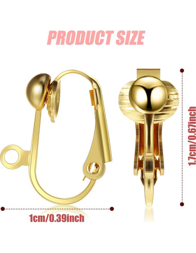 Convertidores de Pendientes Clip-on Bememo 36 Piezas Oro