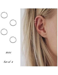 Aros de Cartílago Falsos Acero Inoxidable NZDLM 4 Piezas 2