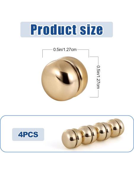 4 Pines Magnéticos para Hijab Dorado - Imanes Multiusos 1.27cm