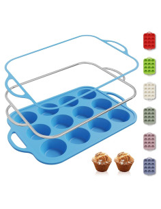 Bandeja para Muffin de Silicona Socisen 12 Tazas Azul