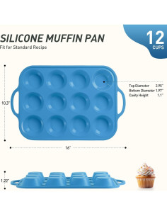 Bandeja para Muffin de Silicona Socisen 12 Tazas Azul 2