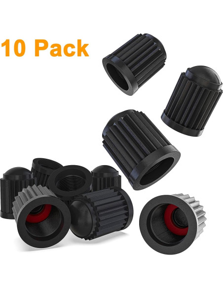 Paquete de 10 Tapas de Válvula de Neumático TPMSCENTER Negro Paquete de 10 Tapas de Válvula de Neumático TPMSCENTER Negro