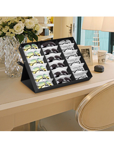 Organizador de Gafas Jiffordwind 18 Ranuras Poliester Seda