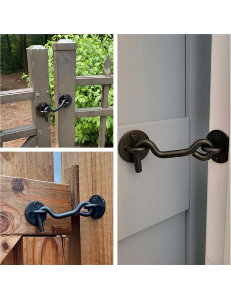 Gancho y Pestillo de Privacidad Raswik 10 cm Negro