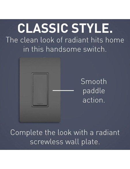 Interruptor de Pared Legrand Radiant 15A 3 Vías Negro