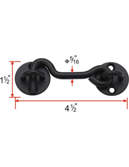 Gancho y Pestillo de Privacidad Raswik 10 cm Negro