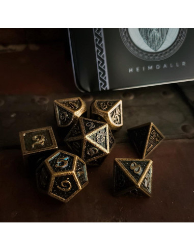 Juego de Dados de Metal HEIMDALLR 7 pcs Dragonhide 16mm