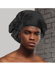 Gorro de Ducha Grande HIUMI Negro Ajustable Reutilizable 2