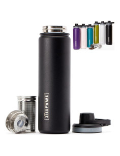 Tazón de Té Aislado The Tea Spot 22oz Acero Inoxidable Negro