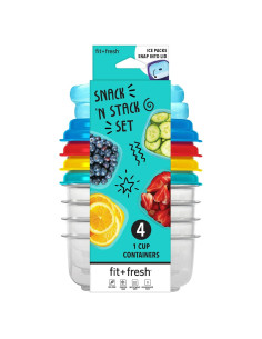 Contenedores de Plástico Fit & Fresh 4pk 8oz A Prueba de Fugas