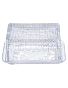 Plato Doble de Mantequilla TableCraft Vidrio Grabado 17.1x10.2x8.3