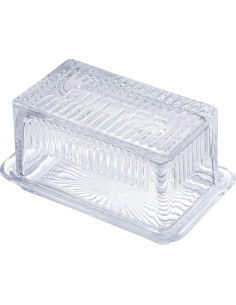 Plato Doble de Mantequilla TableCraft Vidrio Grabado 17.1x10.2x8.3 2