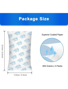 Paquetes de Gel de Sílice 600g - Suobo, 3 Unidades, Deshidratantes Reutilizables 2
