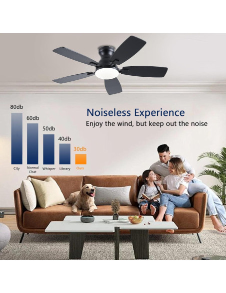 Ventilador de Techo JSAITEE 106.68 cm con Luz LED y Control Remoto