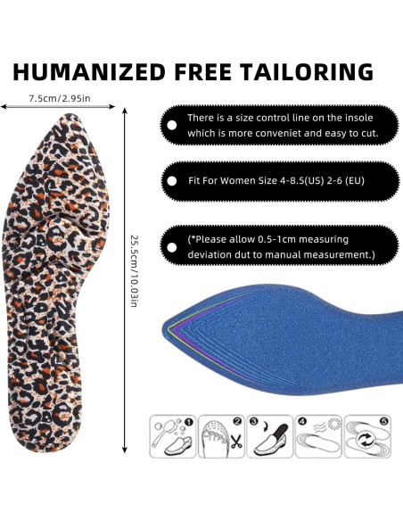 4 Pares Plantillas Transpirables Geyoga 25.5 cm para Tacones