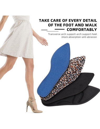 4 Pares Plantillas Transpirables Geyoga 25.5 cm para Tacones