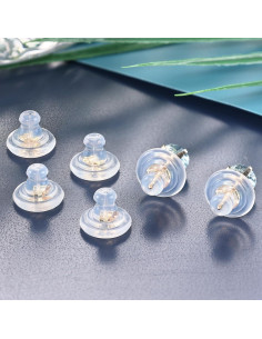 12 Respaldo de Pendientes Zithyond Oro 18K Silicona Hipoalergénico 2