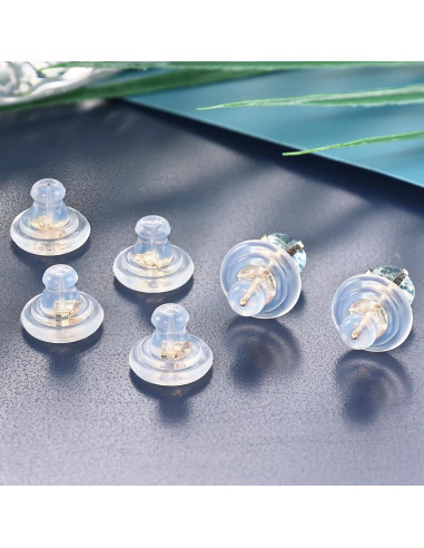 12 Respaldo de Pendientes Zithyond Oro 18K Silicona Hipoalergénico