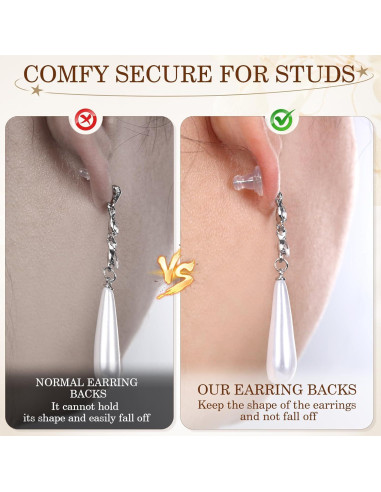 12 Respaldo de Pendientes Zithyond Oro 18K Silicona Hipoalergénico